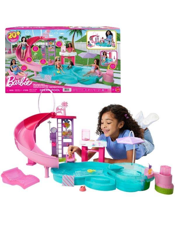 Barbie Dream Pool – Lekset med pool, rutschkana, bubbelbad och över 20 tillbehör