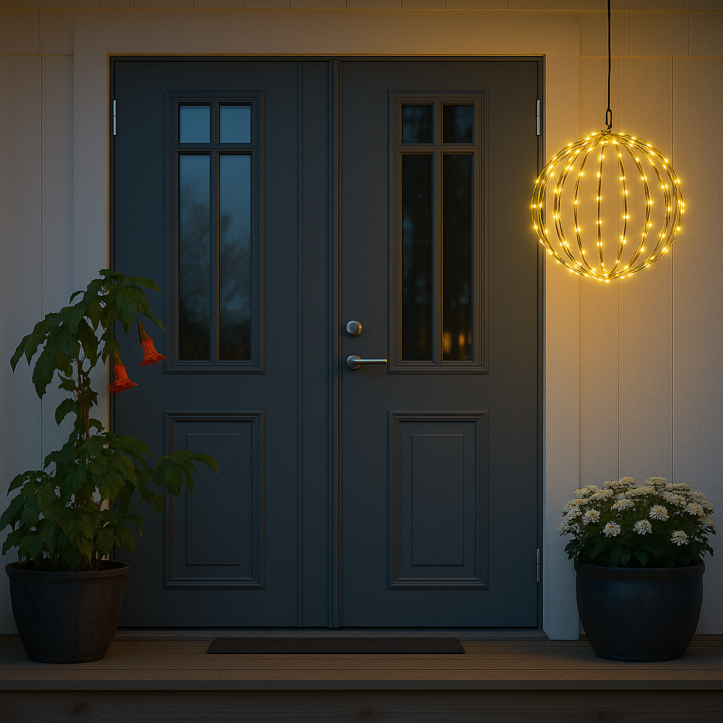 Dekorativ lyskugle med dobbelt timerfunktion 160LED Ø35cm- Inde/Ude.