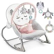 Nukido Babygunga, babygunga med musik – metallram och stabil plast – gunglås – vibrationssystem – extra Montesorri-leksak – 48 x 62 cm – rosa