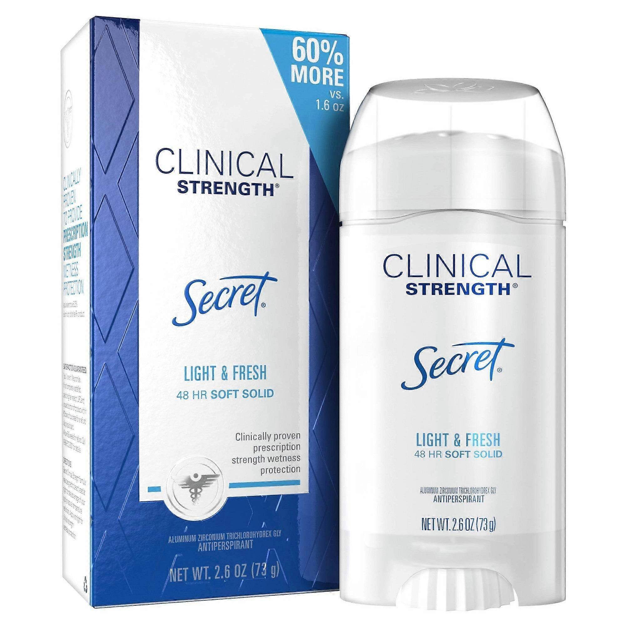 Secret Clinical Strength Antiperspirant, Solid Lätt Och Fräsch, 73 g