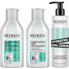Redken Acidic Bonding Curls Shampoo Conditioner and Hydrating Curl Cream for Restoring Damaged Curls and Coils