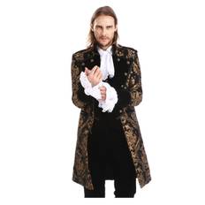 Gothic Aristokrat Herren Mantel Gold Schwarz L