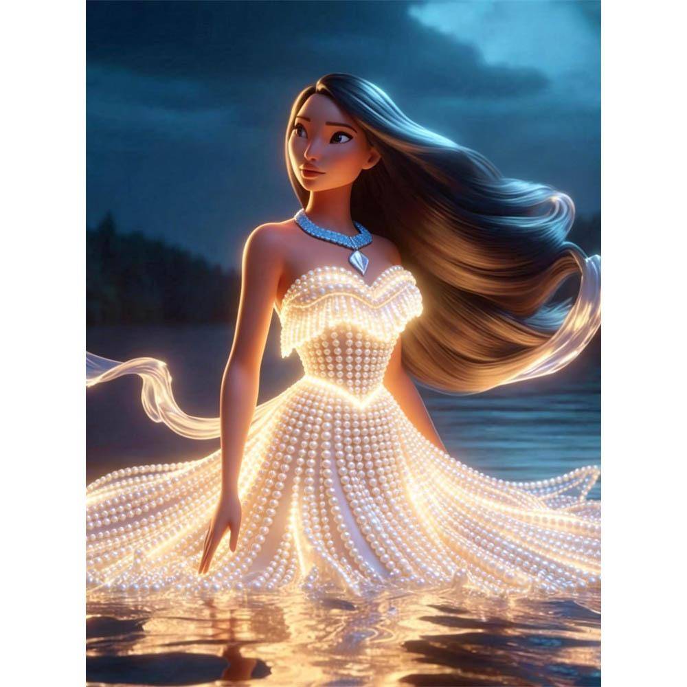 Disney Pearl Painting Pocahontas Moonlight Wonderland Creative Art 5D Pearl Embroidery Cross Stitch Kit Handmade DIY Home and Room Decor Gift 35x45cm