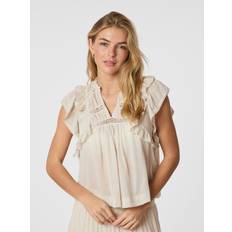 Neo Noir Jayla S Voile Top Dam Kortärmade Blusar Stl. 32 - Från Magasin - Ivory (32)