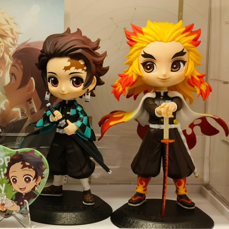 Anime 15cm Demon Slayer Figure Nezuko Tanjirou Zenitsu Inosuke Kyoujurou Giyuu Kawaii Qposket PVC Model Toys children Gift