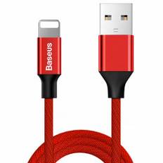 Stofflettet kabel USB - iPhone Lightning 1,8m - rød