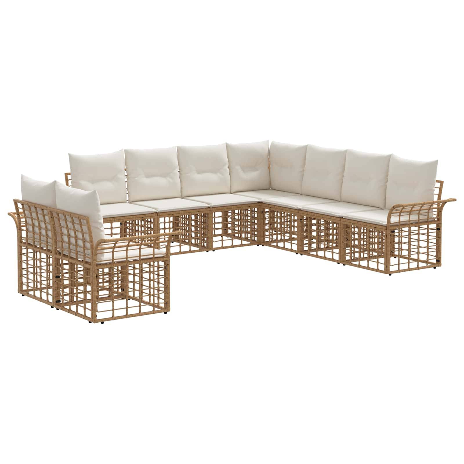 vidaXL Udendørs sofagruppe 9 stk. Naturlig og Creme Hvid Polyester