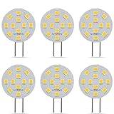 SANSUN G4 LED-lampor 2 W motsvarar 20 W halogen, G4/GU4/GZ4 Bi-Pin Base, AC/DC12V 3000K 120° vidvinkel, icke-dimbar (varmt vit, 6-pack)