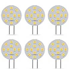 SANSUN G4 LED-lampor 2 W motsvarar 20 W halogen, G4/GU4/GZ4 Bi-Pin Base, AC/DC12V 3000K 120° vidvinkel, icke-dimbar (varmt vit, 6-pack)