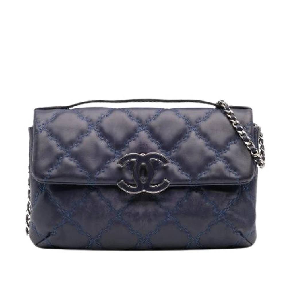 Chanel Vintage Pre-owned Mini Double Stitch Hamptons Flap - Vintage - Dame - Blå - ONE SIZE - Hamp