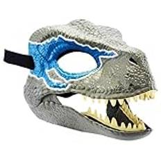 Dinosaur Mask Rörande Jaw Latex Velociraptor Raptor Mask Dinosaur Mask med Realistisk Textur och Färg (Blue B)