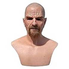 Old Man Latex Mask Realistisk Latex Human Wrinkle Face Mask Halloween Skallig Old Man Mask Full Head Party Mask (D)