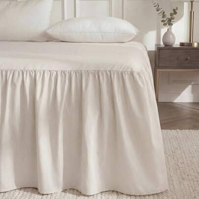 1 st sängkappa, sängkläder, mjukt och andningsbart lakan med volangkant och resårband, bekväm sömn, lätt och elegant, molnliknande mjuk textur, passar - Ljus khaki (Multi-size)