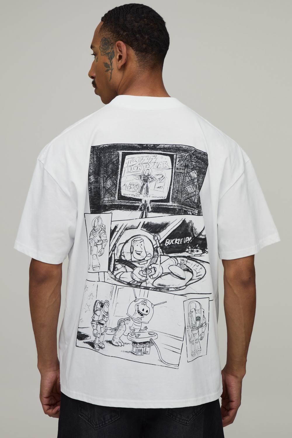 Oversized Buzz Comic License Print T-Shirt | White | Size 4XL