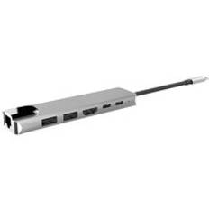 Hub-adapter 6 in 1 usb 3.0 höghastighetsportar typ-c hub usb-c to 4k 30hz hd bärbar dator rj45 gigabit ethernet-nätverk pd-hub