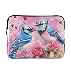 Fierce Blue Jay Birds het rosa laptop fodral 15-16 tum bärbar bärbar bärbar laptop förvaringsväska för arbete resor
