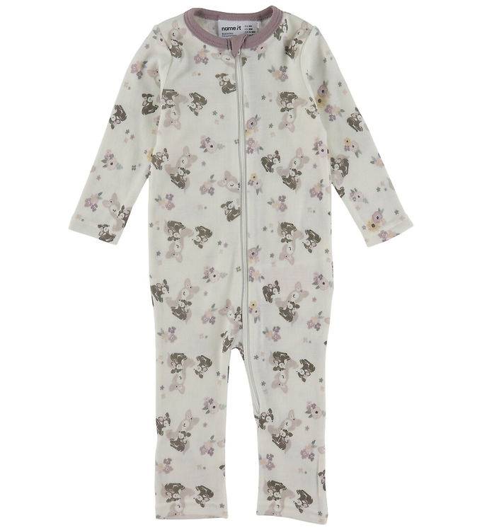 Name It Ullpyjamasdräkt - NbfWillit - Snow White/Bambi+Blommor - Name It - 62 - Onesie