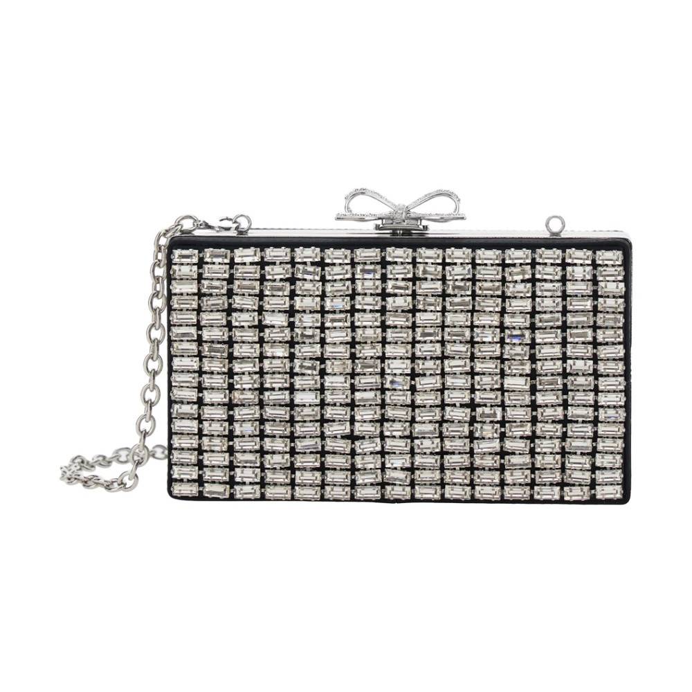 Self Portrait Krystal Kæde Clutch - Tasker - Dame - Grå - ONE SIZE - Polyester