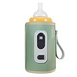 Baby Milk Flaskvärmare 5 Hastigheter Bärbar Flaskvärmare Baby Milk Heat Keeper med LED-skärm USB Warmer Flaska för Bilresor (Grön)