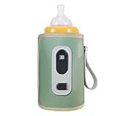 Baby Milk Flaskvärmare 5 Hastigheter Bärbar Flaskvärmare Baby Milk Heat Keeper med LED-skärm USB Warmer Flaska för Bilresor (Grön)
