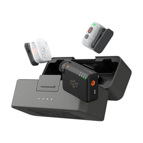 DJI Mic Mini 2S (2 TX + 1 RX + laddningsfodral), AI-brusreducering | Bluetooth-mikrofon, 28 h intern lagring, 32-bitars float intern inspelning, lätt och kompakt, 40 h batteri