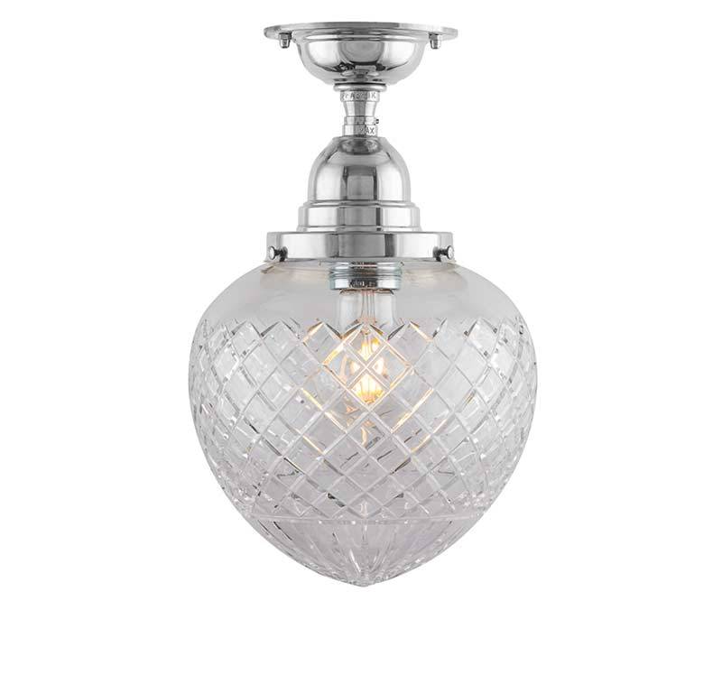 Badeværelseslampe - Loftslampe Byström 100 nikkel, klar dråbe