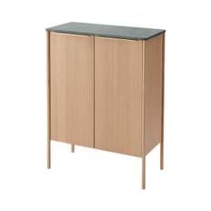 Jut High Cabinet Oak/Green Marble