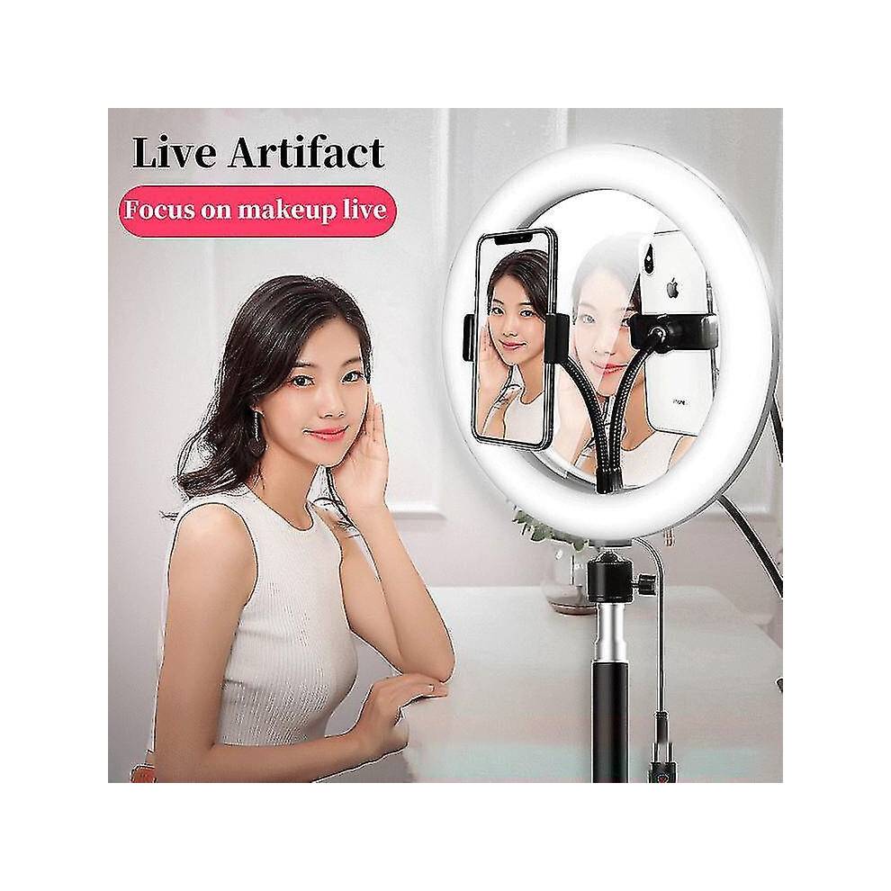 (26cm set-4) Led Ring Light With Tripod Stand With Makeup Mirror Ring Lamp Selfie Stick Studio Photography Lights For Video Live