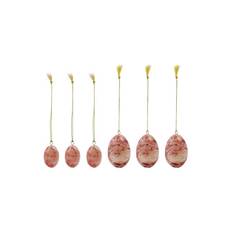 House Doctor Easter Egg Ornament 6 Pieces Burned Red