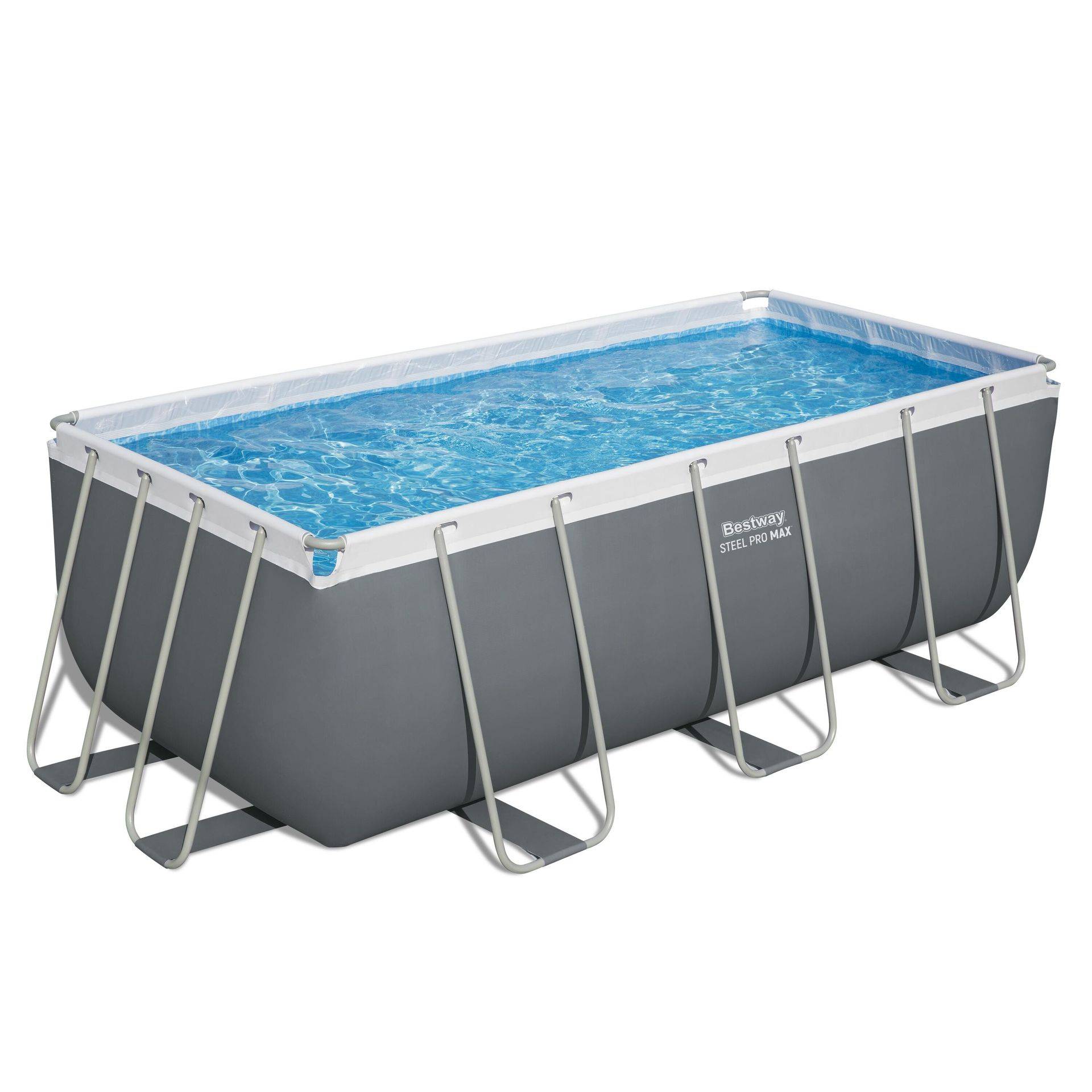 Bestway pool ovan mark 4,1x2m - 122cm djup | Power Steel (56456) Pool Grå Plast