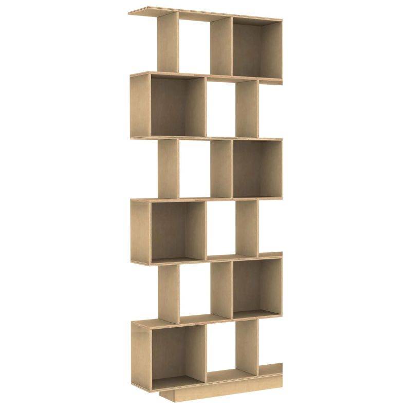Radis BOXY reolsystem med hylder og skabe Flere varianter - 89x24x218 cm / Birketræsfiner med sorte låger
