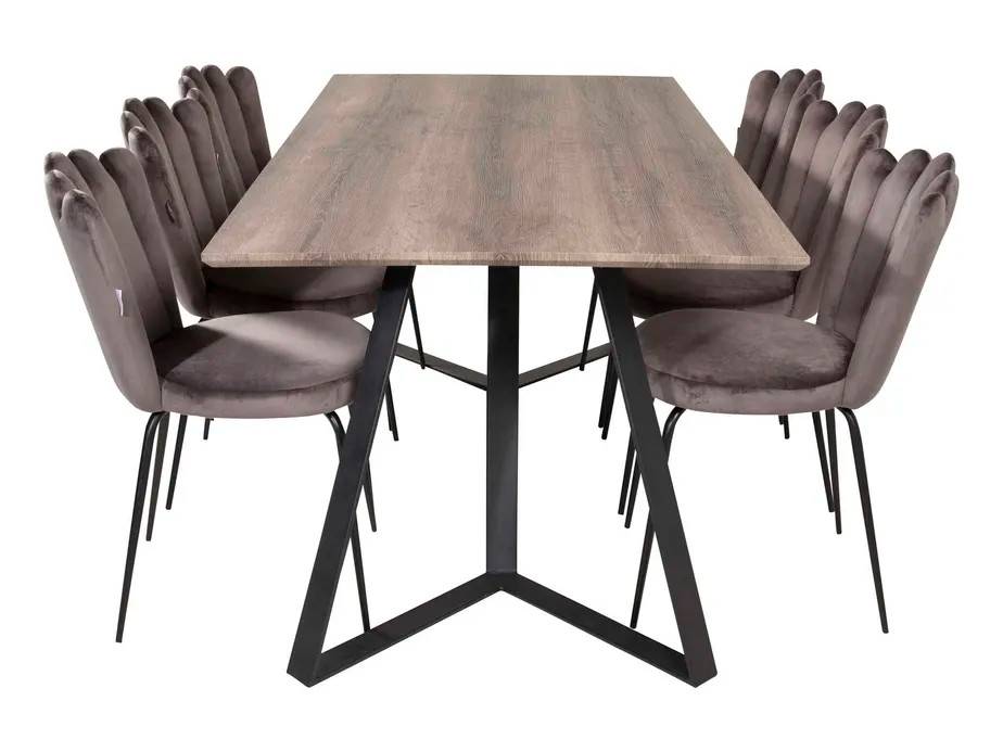 Venture Design Marina & Limhamn matgrupp Grå/grå 6 st stolar & bord 180 x 90 cm