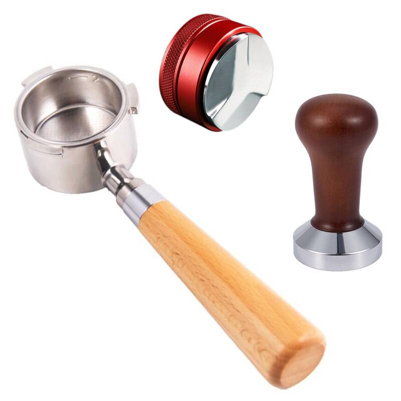 51MM Portafilter med 2 Tamper Delonghi - Trä rött kaffe