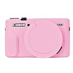 G7X2 kameraväska, Easy Hood kamerafodral för Canon G7 X Mark II digitalkamera, mjukt silikonskyddande kamerahus fodral fodral för Canon G7X II kamera, rosa röd