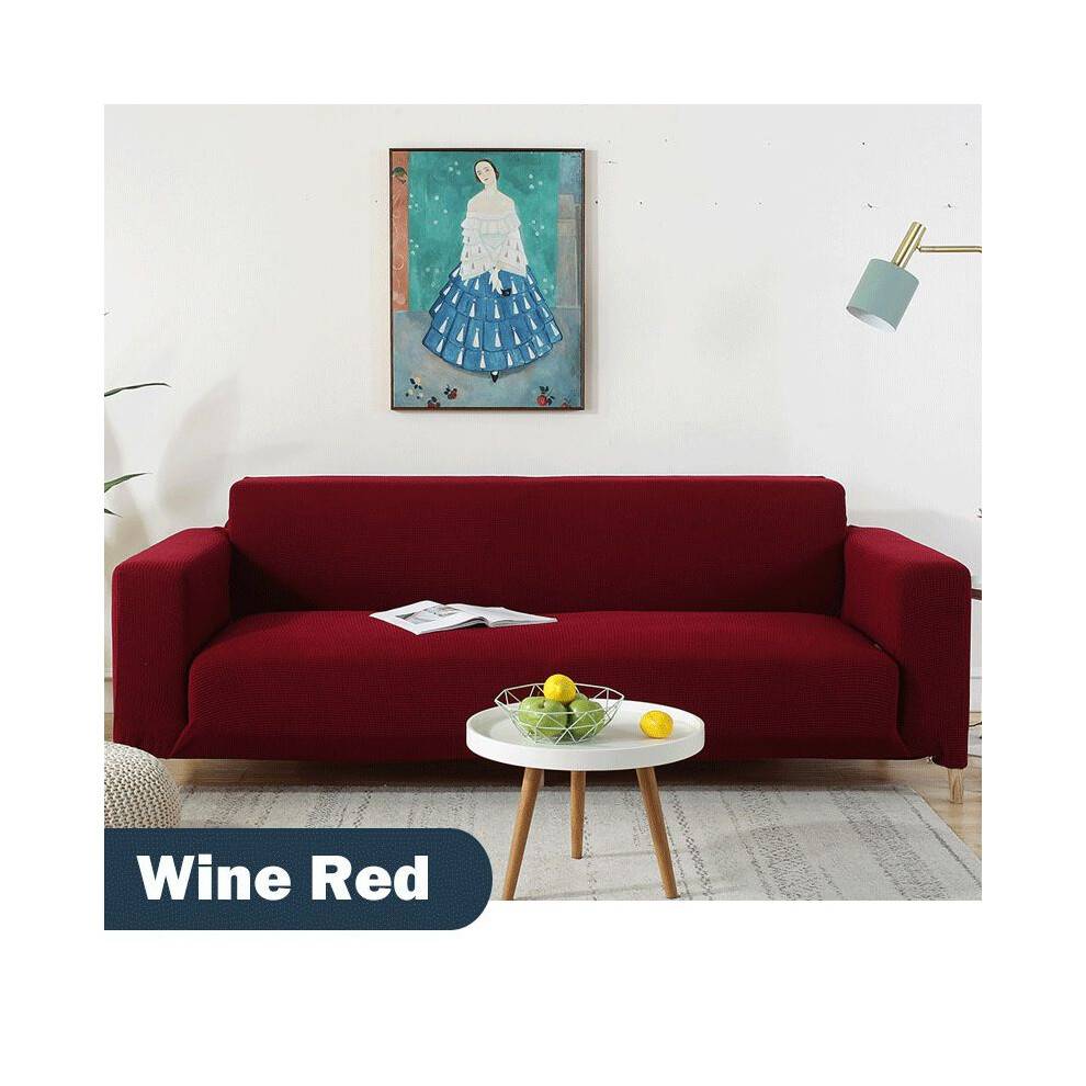 (Wine Red,2-Seater)Elastic Stretch Waterproof Sofa Covers Slipcover Protector Settee Seater 1234