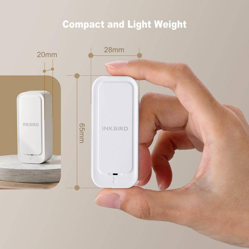 INKBIRD ITH-11-B Bluetooth Termo-hygrometer, IP65 Temperatur Fuktighet Monitor, APP Fjärrkontroll, IP65 Vattentät För Kylskåp white