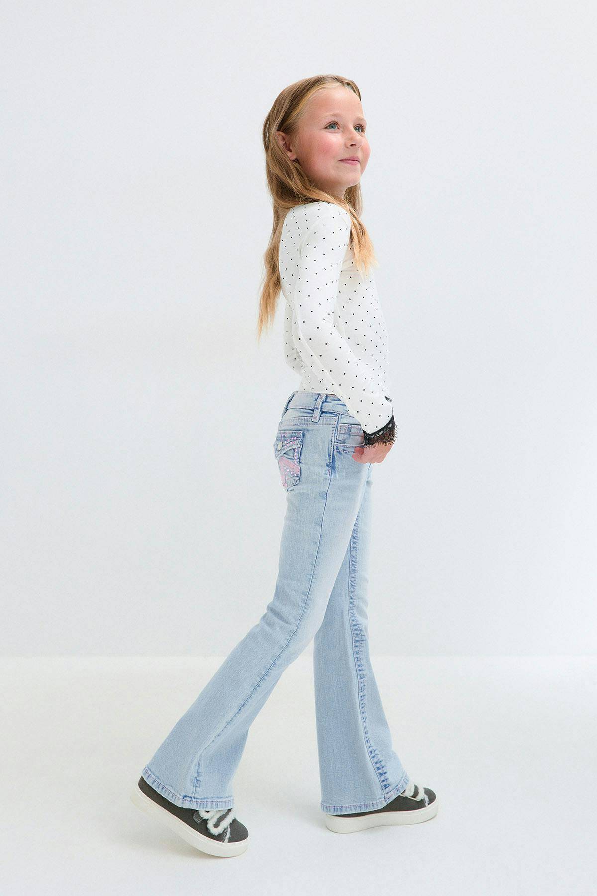 Gina Tricot-Y petite pink flap kids jeans-Jeans til piger i størrelse 110–128-Blå-122-Dame