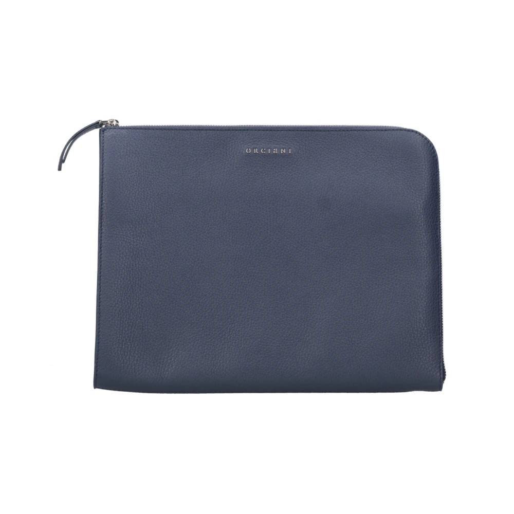 Orciani Blå Læder Pung med Lynlås - Accessories - Herre - Blå - ONE SIZE - Læder