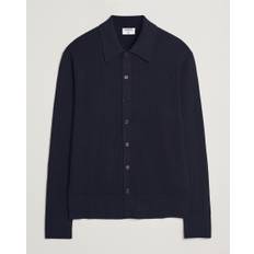 Filippa K Cotton Merino Ribbed Knitted Cardigan Navy