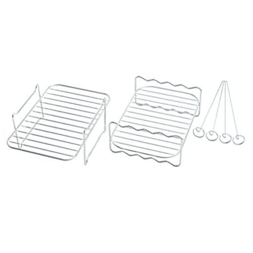 Air Fryer Rack kompatibel Air Fryer, 304 rostfritt stål luftfritös tillbehör, 1 grill, 1 ångarställ, 4 spett