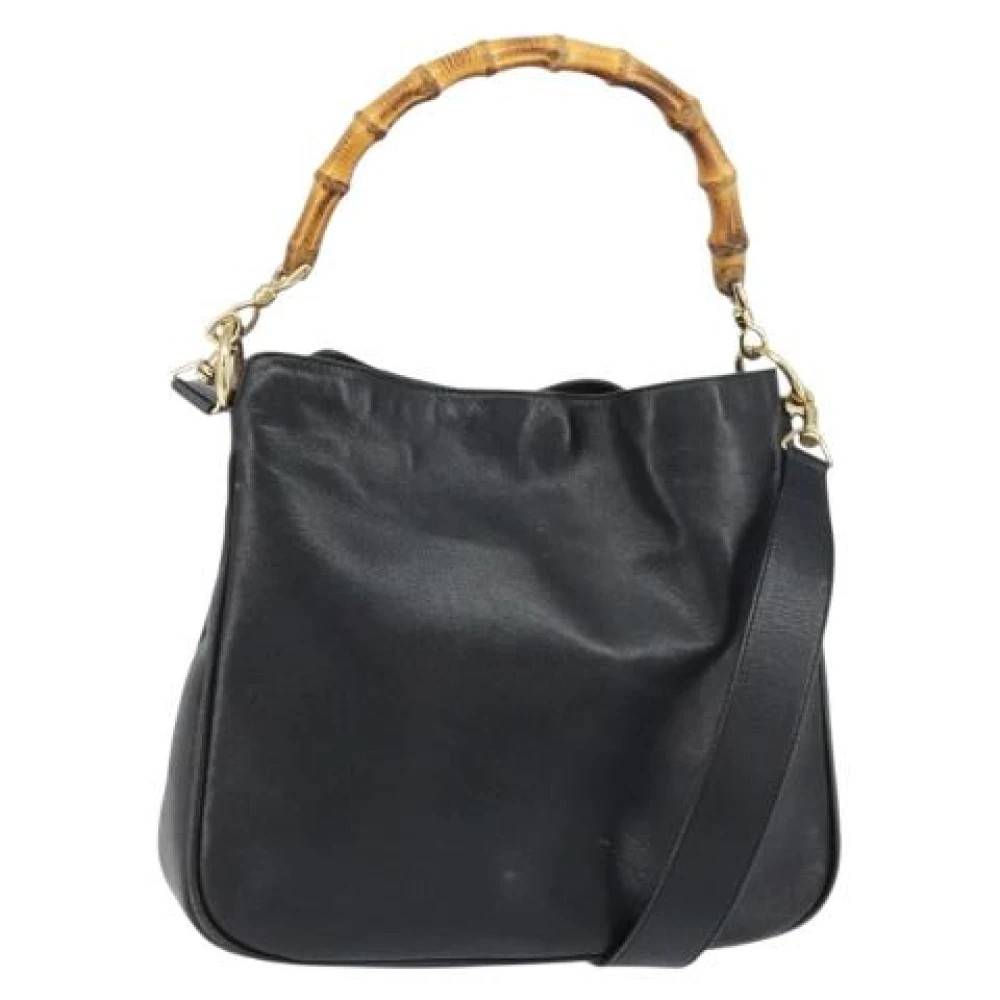 Gucci Vintage Pre-owned Leather Shoulder Bag - Vintage - Dame - Sort - ONE SIZE - Uld