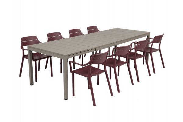 Nardi Rio Cassia Havemøbelsæt 210-280cm - Latte/Borgogna