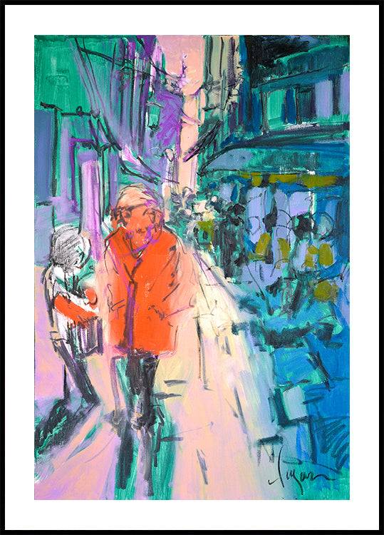 Vivid Street Stroll (100x140cm) - Plakater > Kunstplakater, Abstrakte Plakater, Arkitekturplakater