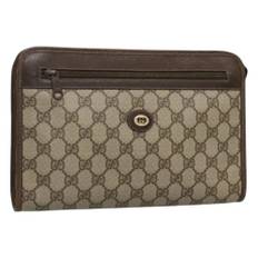 Gucci Vintage, Pre-owned, Dame, Beige, ONE SIZE, Tyl, Pre-owned Laeder clutches