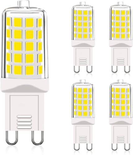 G9 LED 6000K kaltweiß Nicht Dimmbar Leuchtmittel 5er, G9 230V 4W 450Lm Led Äquivalent zu 40W T4 Halogen Glühbirne,LED Birne mit 360° Abstrahlwinkel, für Kristall Schreibtisch Lampe Heimbeleuchtung
