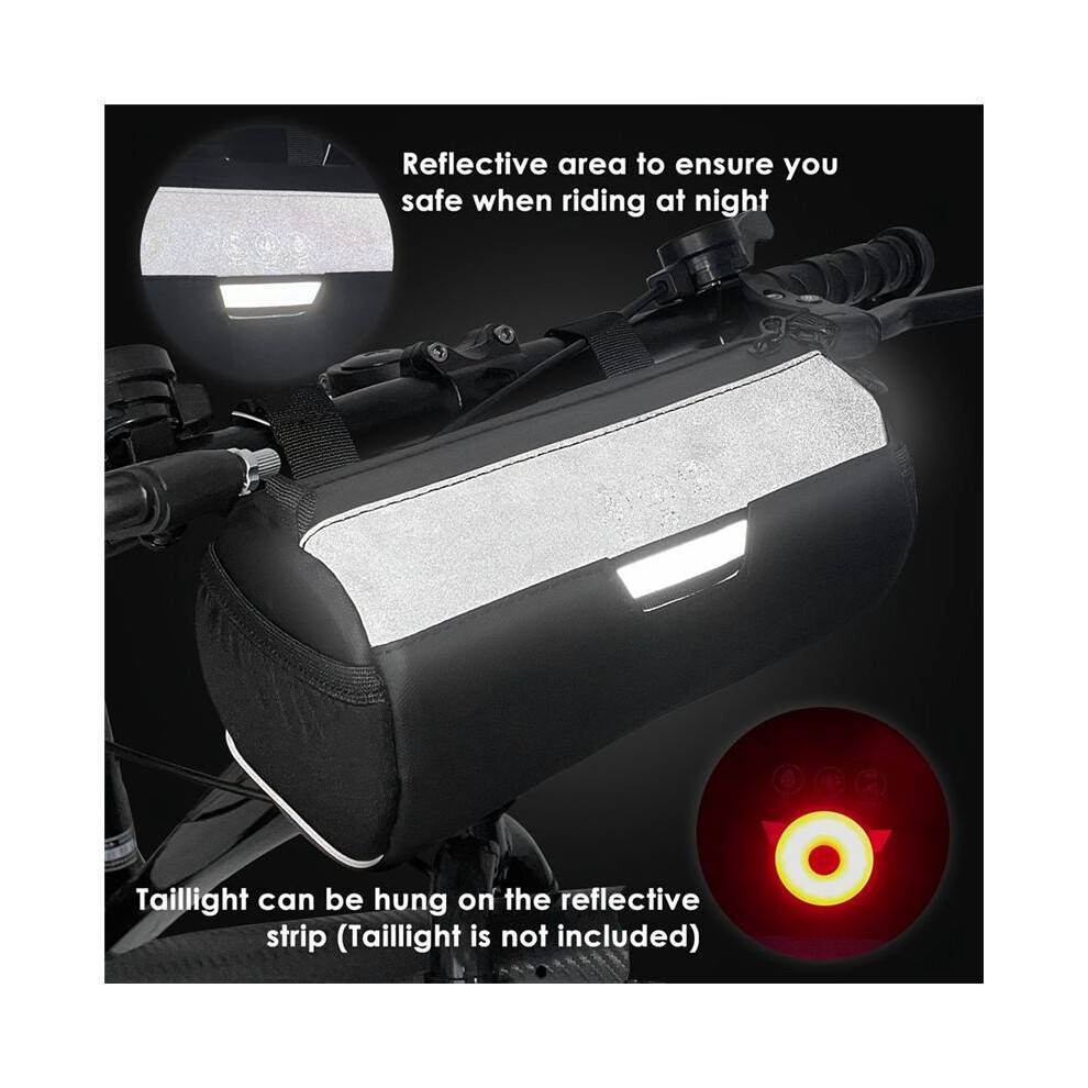 Bike Handlebar Bag Waterproof Bicycle Handlebar Roll Bag with Large Reflective Area, Pouch Bag for Mountain Bike Bicycle