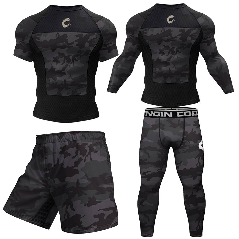 Black No Gi BJJ Jiu Jitsu T-shirt +MMA Shorts Sets Boxing Rashguard for Men Jiu Jitsu Compression Workout Wear Sport Jerseys
