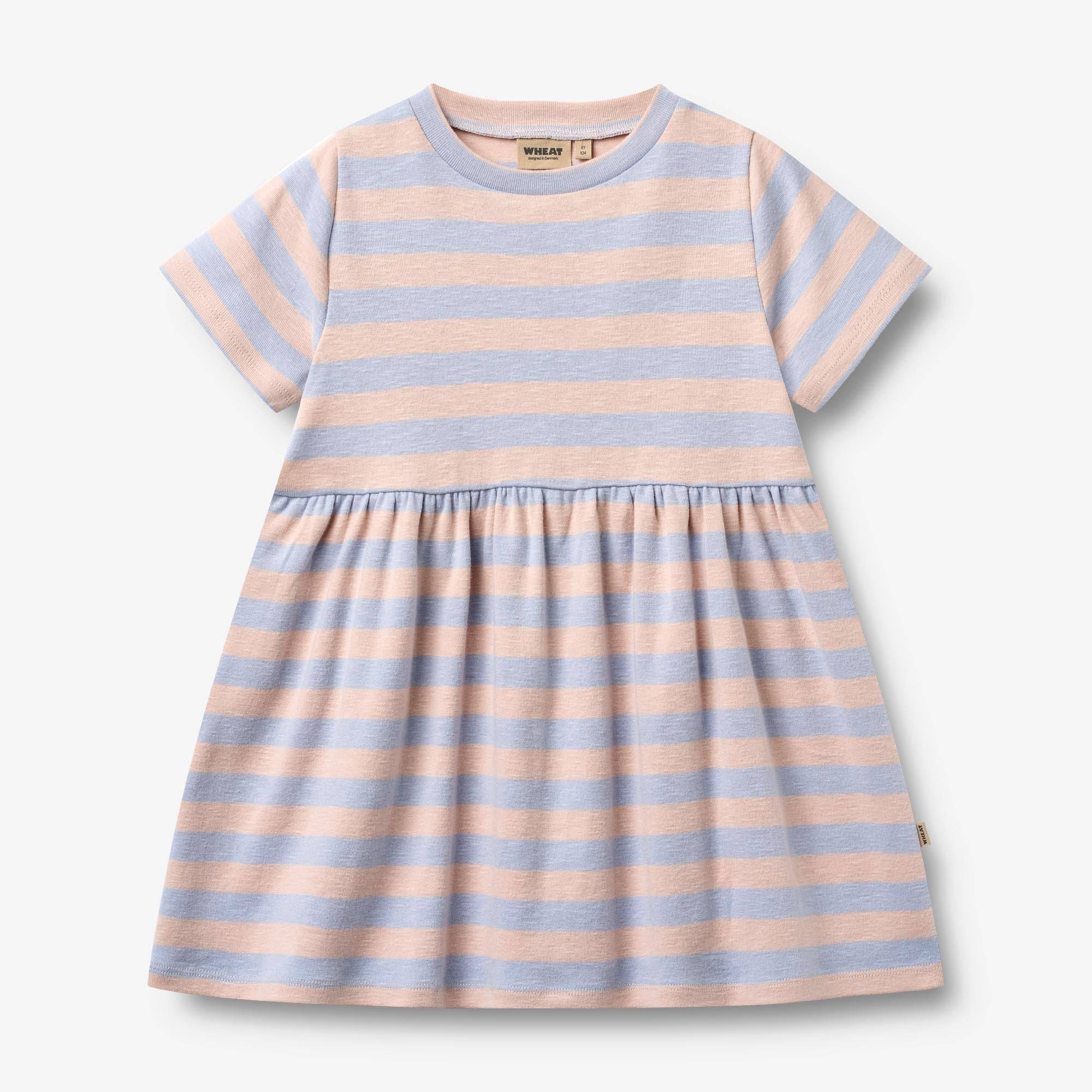 WHEAT® - Kortærmet Jersey Kjole Anna - powder stripe - Str 152.