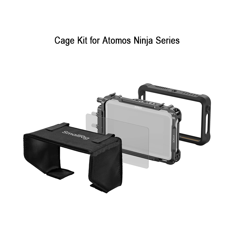 SmallRig 3788B Camera Kit for Atomos Ninja V/Ninja V+ Monitor Protection Cage with Cage Sunhood Screen Protector Silicone Case