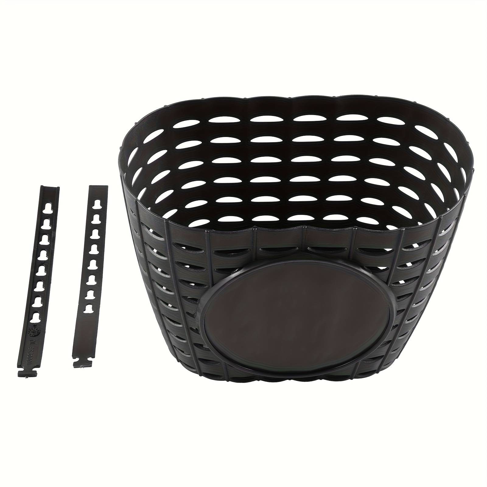 Sturdy Black Kids & Teen Bicycle Basket - Durable Pe & Rubber Construction, Adjustable Straps, Handlebar Bracket For Safe & Stylish Storage Solution, Outdoor Adventure Gear, Sleek